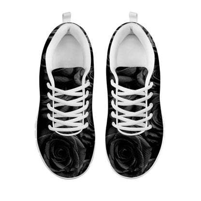 Black Rose Print White Sneakers