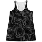 Black Rose Print Women's Racerback Tank Top