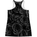 Black Rose Print Women's Racerback Tank Top
