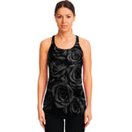 Black Rose Print Women's Racerback Tank Top