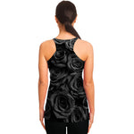 Black Rose Print Women's Racerback Tank Top