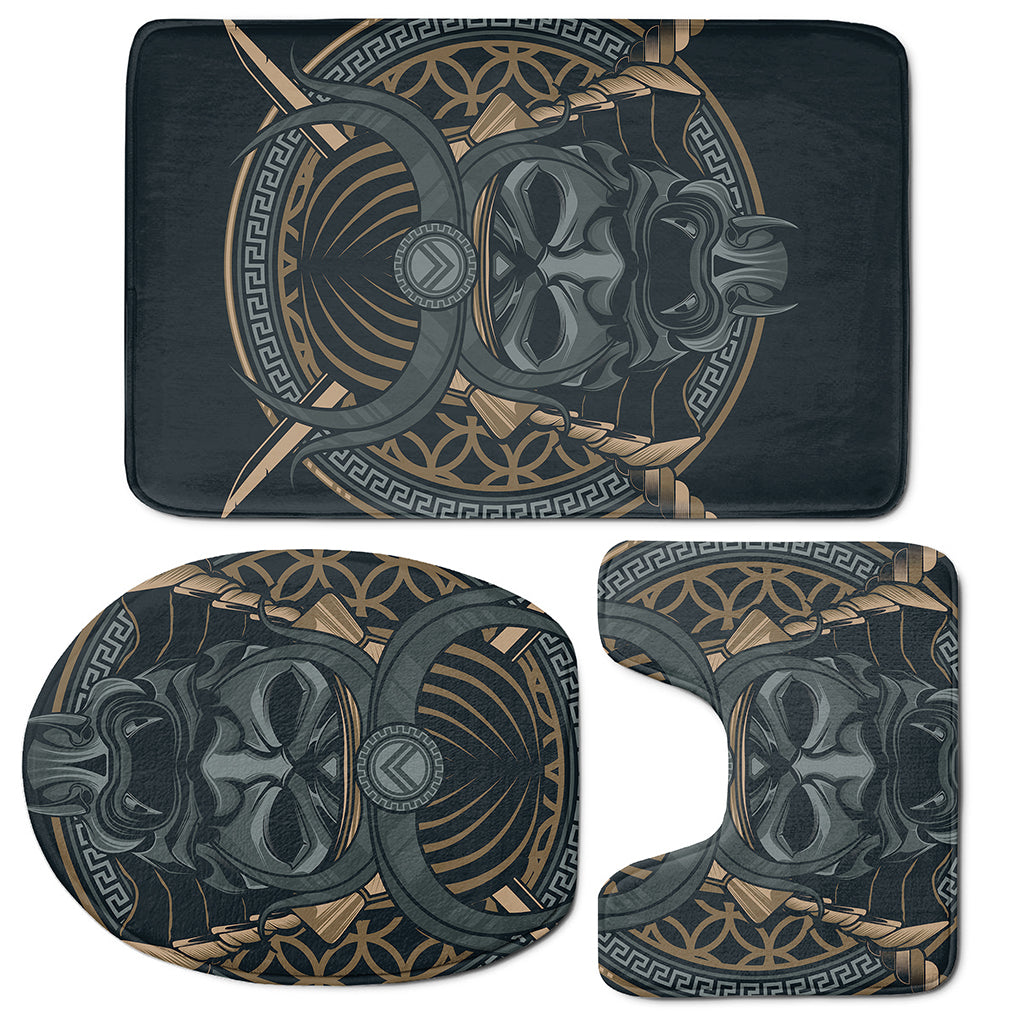Black Samurai Mask Print 3 Piece Bath Mat Set