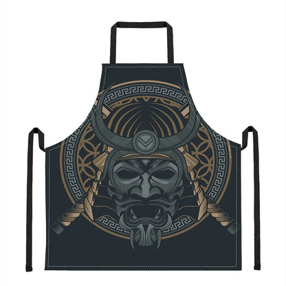 Black Samurai Mask Print Apron