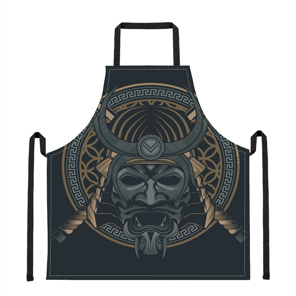 Black Samurai Mask Print Apron