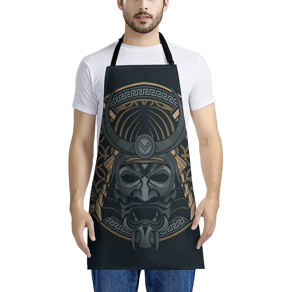 Black Samurai Mask Print Apron