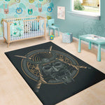 Black Samurai Mask Print Area Rug