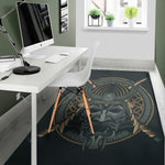 Black Samurai Mask Print Area Rug