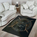 Black Samurai Mask Print Area Rug