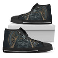 Black Samurai Mask Print Black High Top Sneakers