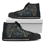 Black Samurai Mask Print Black High Top Shoes