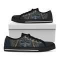 Black Samurai Mask Print Black Low Top Sneakers