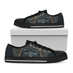 Black Samurai Mask Print Black Low Top Shoes 