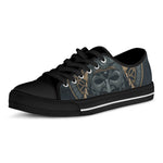 Black Samurai Mask Print Black Low Top Shoes 