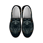 Black Samurai Mask Print Black Slip On Shoes