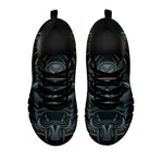 Black Samurai Mask Print Black Sneakers