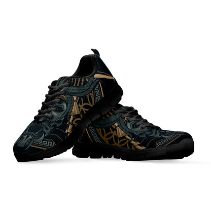 Black Samurai Mask Print Black Sneakers