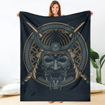 Black Samurai Mask Print Blanket