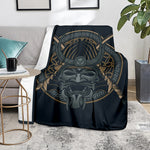 Black Samurai Mask Print Blanket