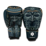 Black Samurai Mask Print Boxing Gloves