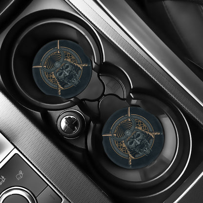 Black Samurai Mask Print Car Coasters