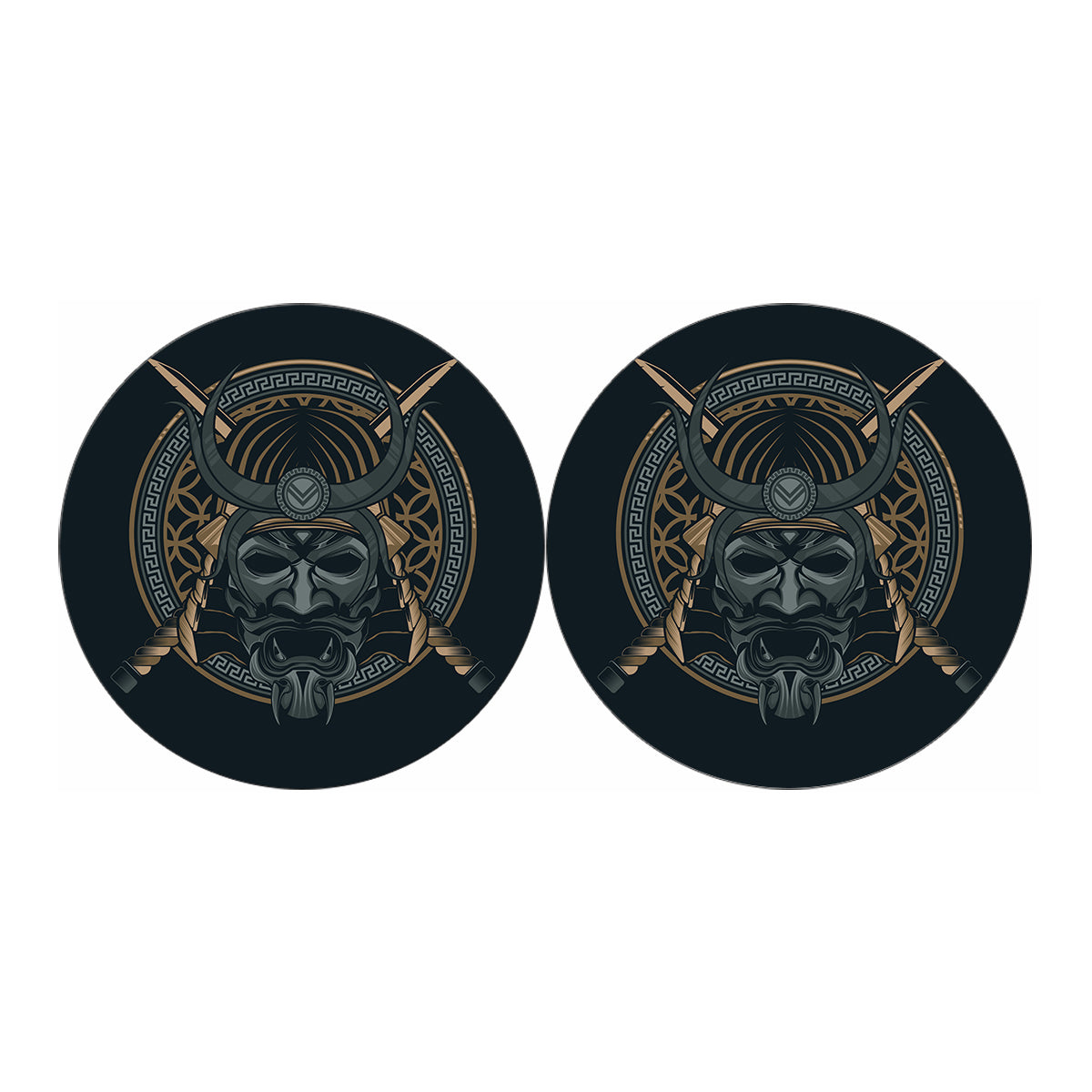 Black Samurai Mask Print Car Coasters