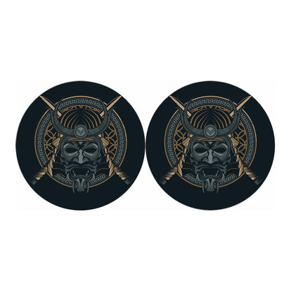 Black Samurai Mask Print Car Coasters