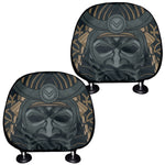 Black Samurai Mask Print Car Headrest Covers