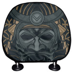 Black Samurai Mask Print Car Headrest Covers