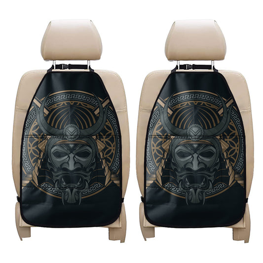 Black Samurai Mask Print Car Seat Organizers