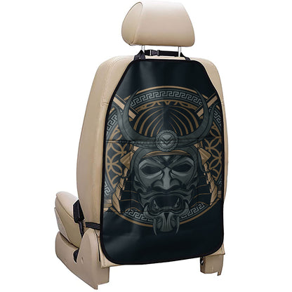 Black Samurai Mask Print Car Seat Organizers