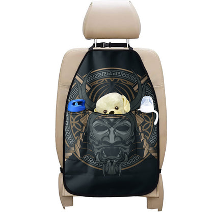 Black Samurai Mask Print Car Seat Organizers