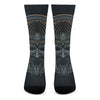 Black Samurai Mask Print Crew Socks