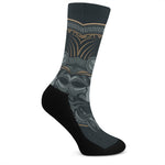 Black Samurai Mask Print Crew Socks