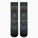 Black Samurai Mask Print Crew Socks