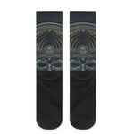 Black Samurai Mask Print Crew Socks