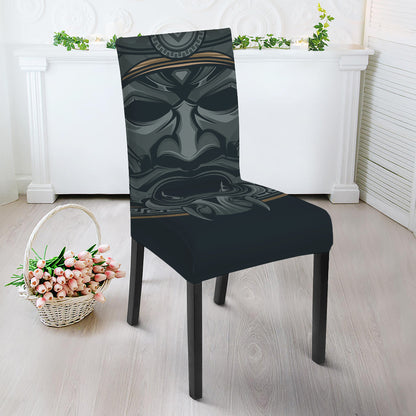 Black Samurai Mask Print Dining Chair Slipcover