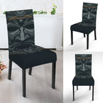 Black Samurai Mask Print Dining Chair Slipcover