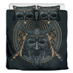 Black Samurai Mask Print Duvet Cover Bedding Set