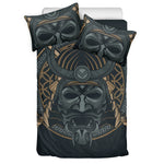 Black Samurai Mask Print Duvet Cover Bedding Set