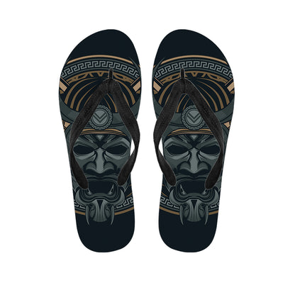 Black Samurai Mask Print Flip Flops