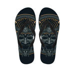 Black Samurai Mask Print Flip Flops