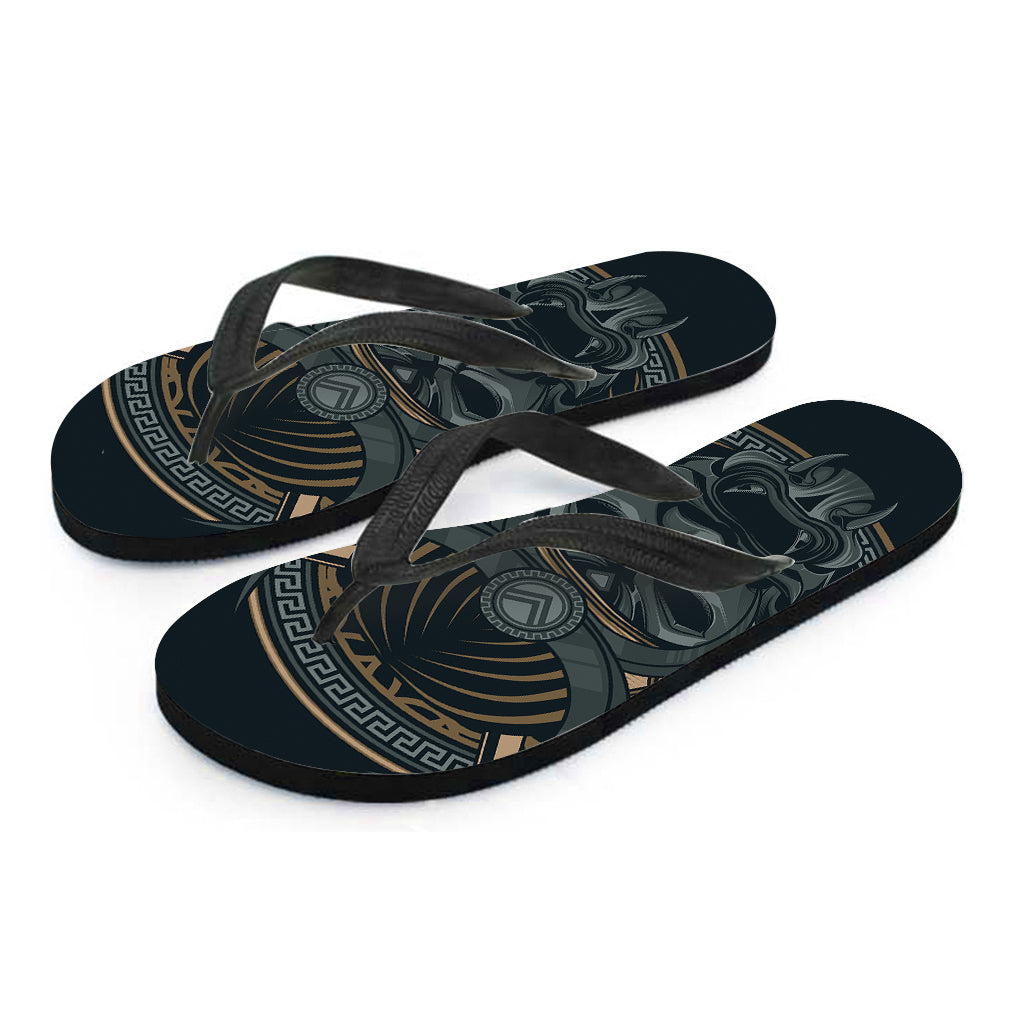 Black Samurai Mask Print Flip Flops