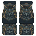 Black Samurai Mask Print Front and Back Car Floor Mats