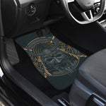 Black Samurai Mask Print Front and Back Car Floor Mats