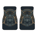 Black Samurai Mask Print Front Car Floor Mats