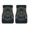 Black Samurai Mask Print Front Car Floor Mats