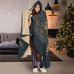 Black Samurai Mask Print Hooded Blanket