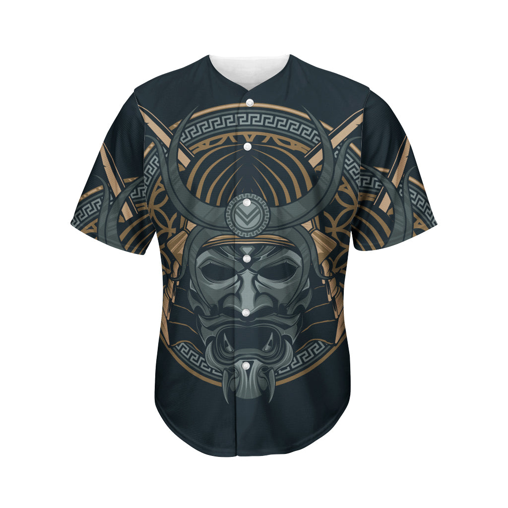 Black Samurai Mask Print Men's Baseball Jersey