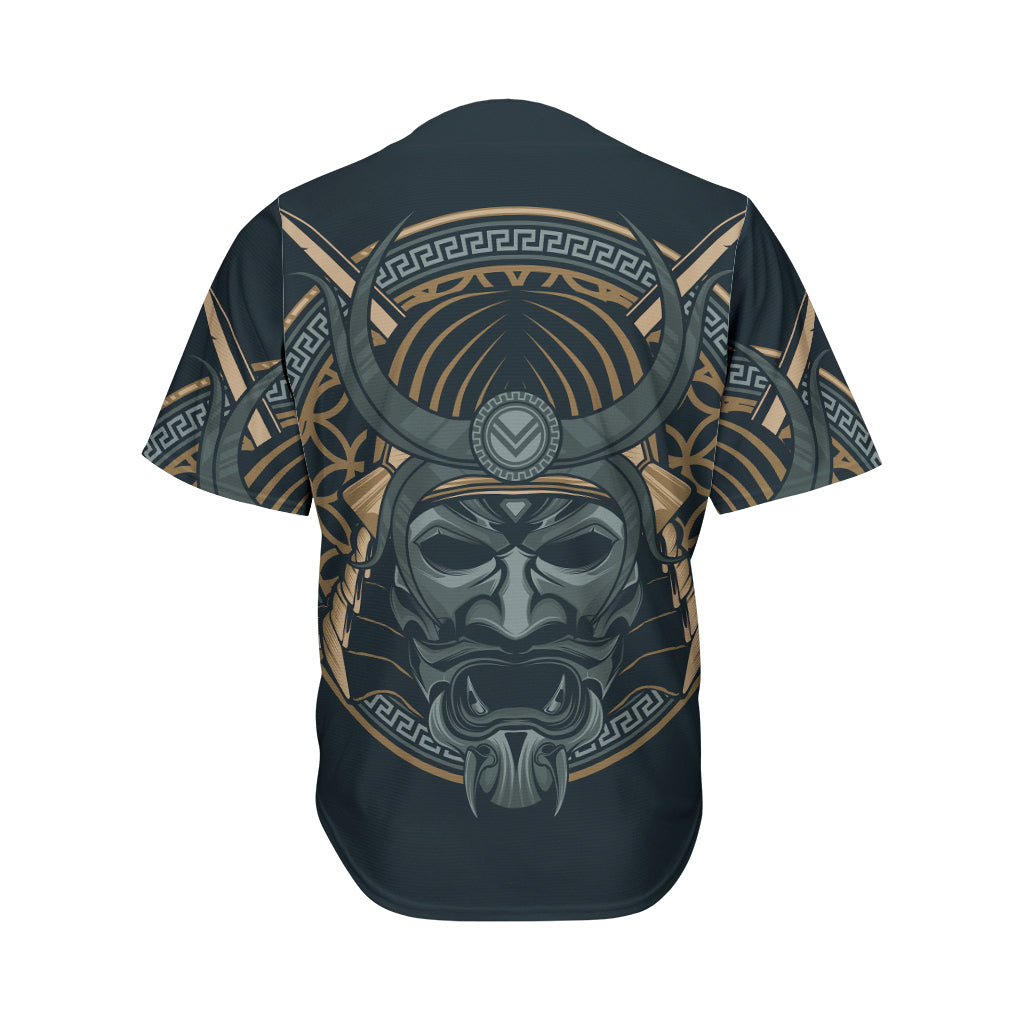 Black Samurai Mask Print Men's Baseball Jersey