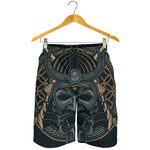 Black Samurai Mask Print Men's Shorts
